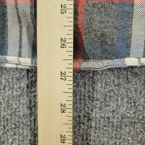 J Crew Button Shirt Men's Small Gray Red Plaid Flannel Long Sleeve Pocket Adult - Picture 12 of 14